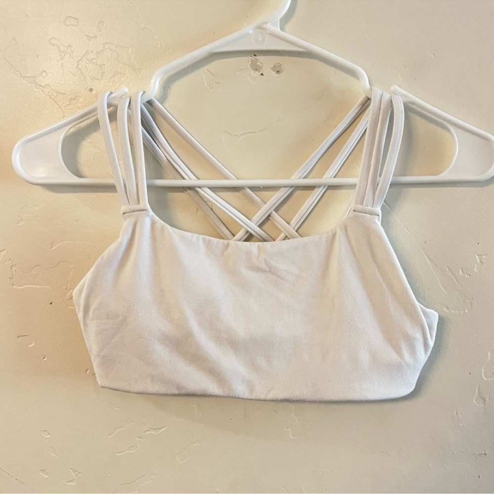 Athleta White Strappy Padded Sports Bra Extra Small